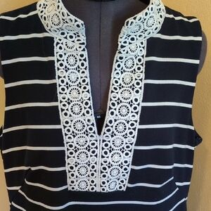 Navy and White Striped Sleeveless Dress